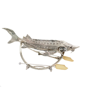 Silver-plated caviar bowl "Sturgeon on a stand"